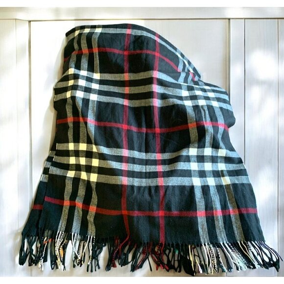 Royal Rossi 100% Cashmere Plaid Scarf With Fringe - Made In Inner Mongolia 38x29 - Picture 6 of 6